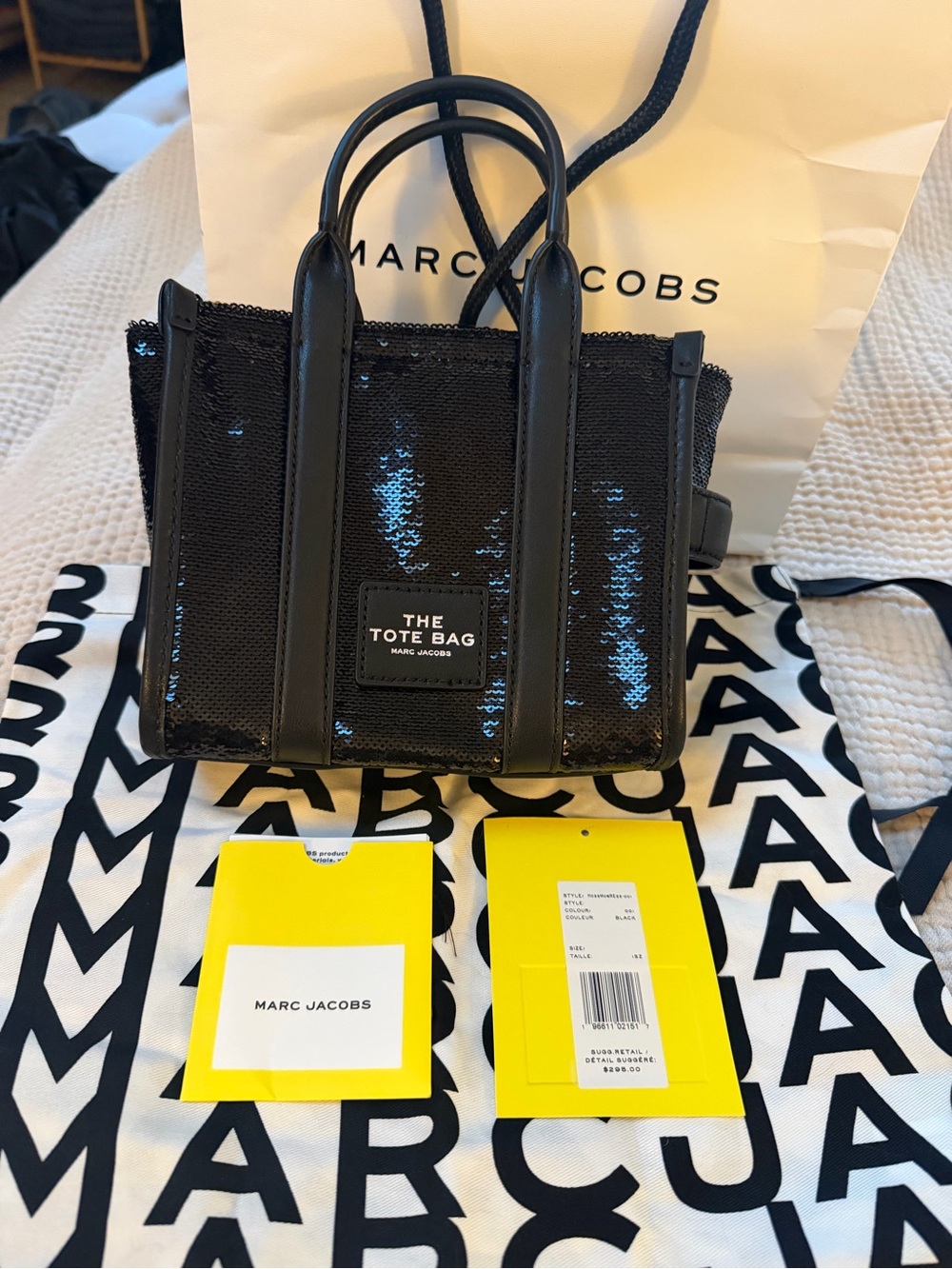 NWT Marc Jacobs The Tote Bag Mini - Black Sequin